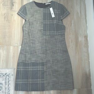 Alice + Olivia grey plaid shift dress. Never worn, with tags. Size 6